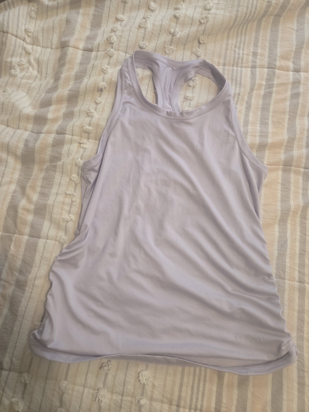 Light Lavender Racerback Tank Top With Gathered Sides